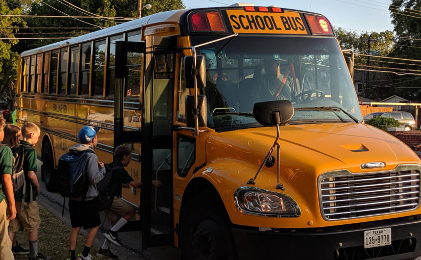 Loading a school bus